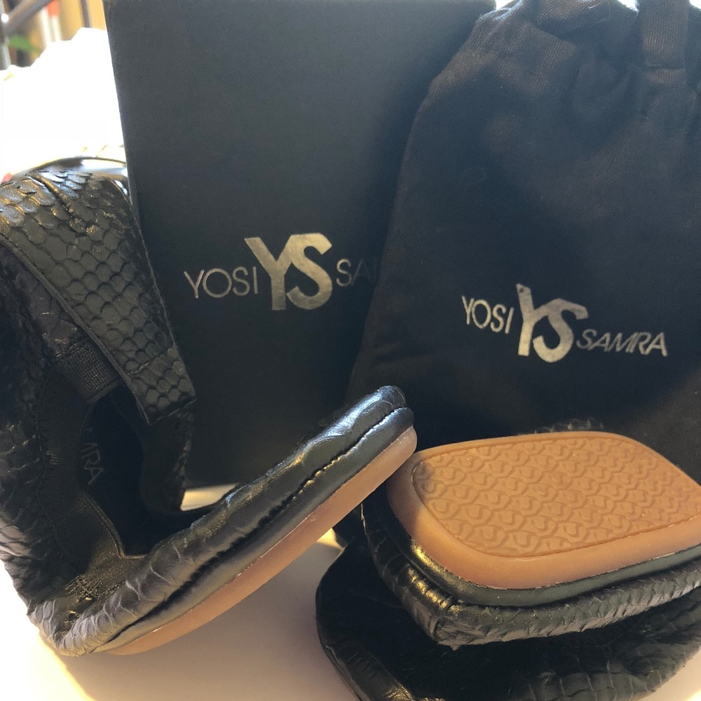NIB Yosi Samra RARE Black Croco Foldable Flats